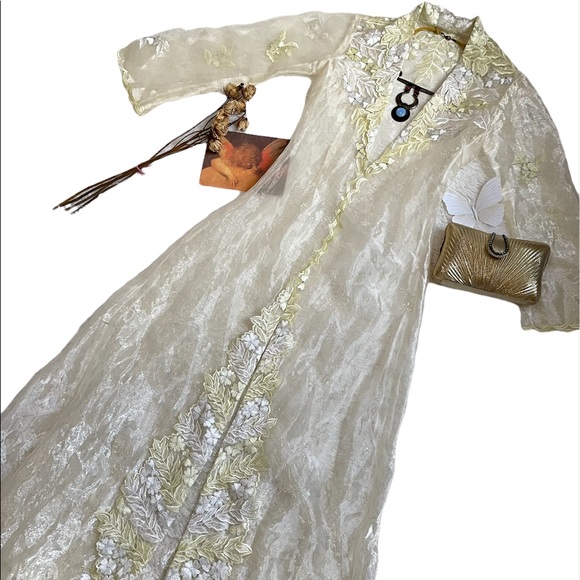 Vintage beautiful elegant sheer boho long duster - Picture 4 of 16